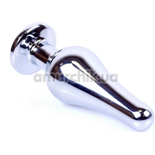 Анальна пробка з фіолетовим кристалом Exclusivity Jewellery Silver Plug Long, срібна
