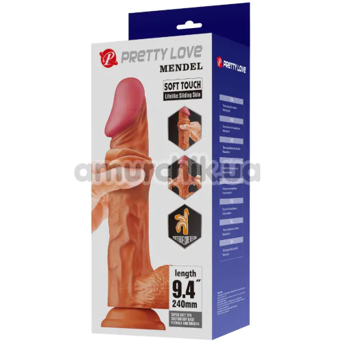 Фалоімітатор Pretty Love Sliding Skin Mendel 9.4, коричневий