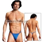 Труси-стрінги чоловічі Microfiber V-string + Metal Rings блакитні (модель BLM027) - Фото №1