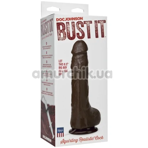 Фаллоимитатор с эякуляцией Bust It Squrting Realistic Cock, темно-коричневый