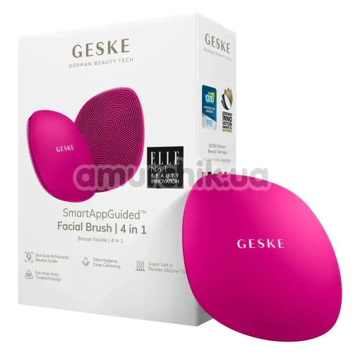 Щетка для лица Geske Facial Brush 4 in 1, ярко-розовая