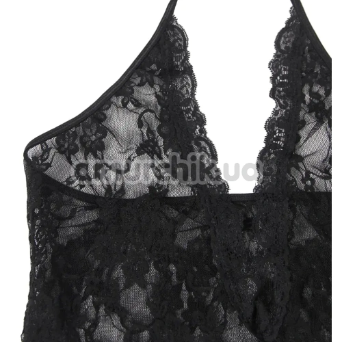 Комплект Star Night Sexy Sleeveless Floral Lace Set, чорний: боді + панчохи