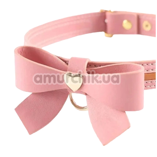 Ошейник с поводком Lockink Sevanda Love Heart Butterfly Leather Collar, розовый