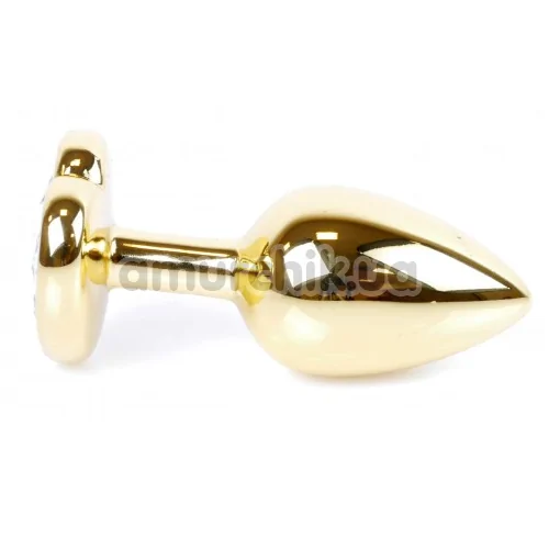 Анальная пробка с фиолетовым кристаллом Exclusivity Jewellery Gold Heart Plug, золотая