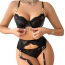 Комплект JSY Sexy Lingerie JS228170, черный: бюстгальтер + трусики-стринги + пояс для чулок - Фото №5
