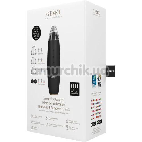 Микродермабразионное устройство для удаления черных точек Geske MicroDermabrasion Blackhead Remover 7 in 1, темно-серое