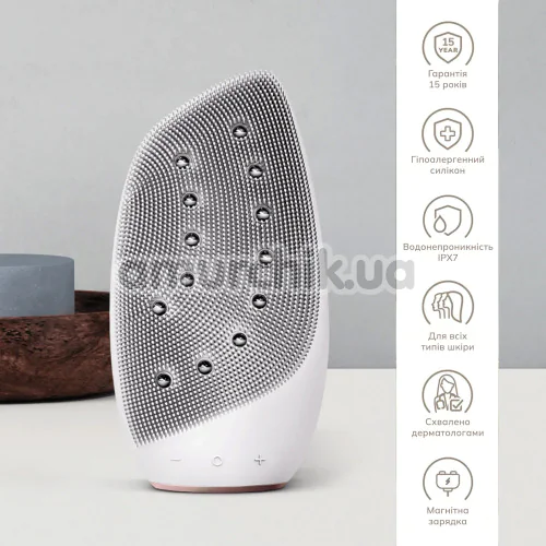 Щетка для лица Geske Sonic Thermo Facial Brush & Face-Lifter 8 in 1, кремовая