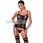 Комплект Passion Free Your Senses Malwia Corset, чорний: корсет + трусики-стрінги - Фото №1