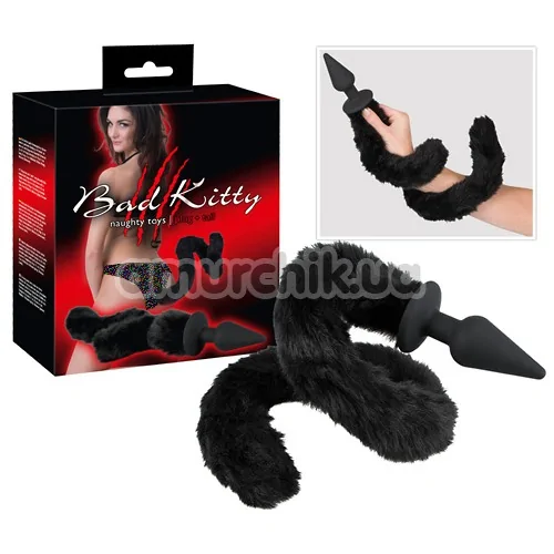 Анальная пробка с черным хвостом Bad Kitty Naughty Toys Plug and Tail