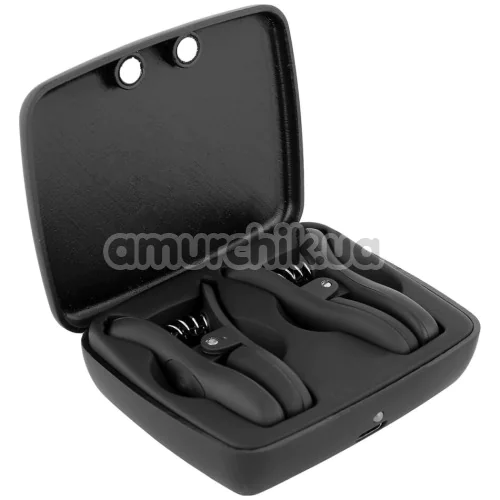 Затискачі для сосків з вібрацією Bedroom Fantasies Vibrating Nipple Clamps, чорні