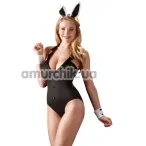 Костюм зайчика Cottelli Collection Costumes чёрный: боди + нарукавники + ушки - Фото №1