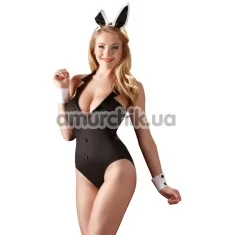 Костюм зайчика Cottelli Collection Costumes чорний: боди+ нарукавники+ вушка - Фото №1