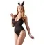 Костюм зайчика Cottelli Collection Costumes чёрный: боди + нарукавники + ушки - Фото №1