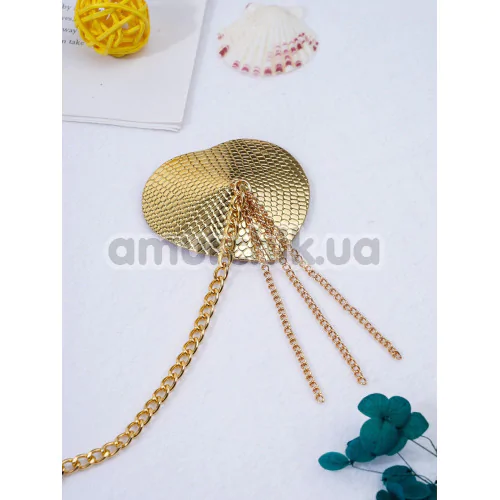 Украшения для сосков с чокером JSY Nipple Sticker RT236114, золотые
