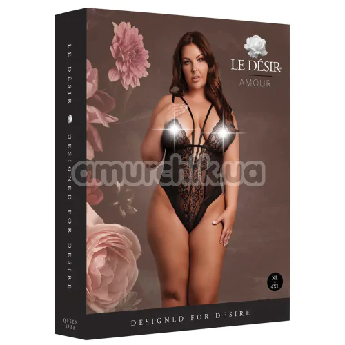 Боді Le Desir Amour Wireless Lace Bodysuit with Adjustable Sliders, чорне