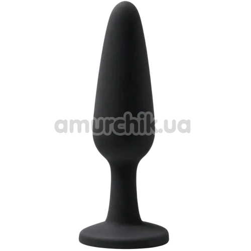 Анальна пробка з прозорим кристалом Alume Silicone Long Plug М, чорна