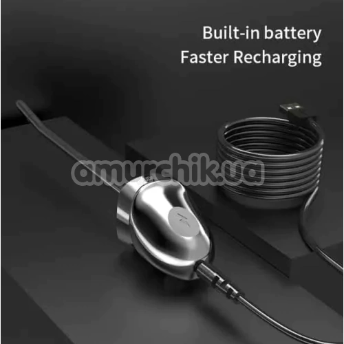 Уретральная вставка с вибрацией и электростимуляцией Lockink Sevanda Vibrating & E-stim Metal Urethral Sounds, серебряная