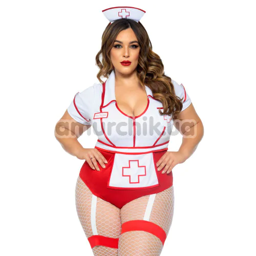 Костюм медсестри Leg Avenue Nurse Feelgood Sexy Costume, червоно-білий: боді + чепчик