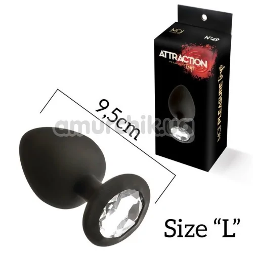 Анальная пробка с прозрачным кристаллом Mai Attraction Pleasure Toys L №49, черная