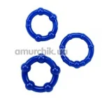 Набор из 3 эрекционных колец Get Lock Beaded Cockrings, синий - Фото №1