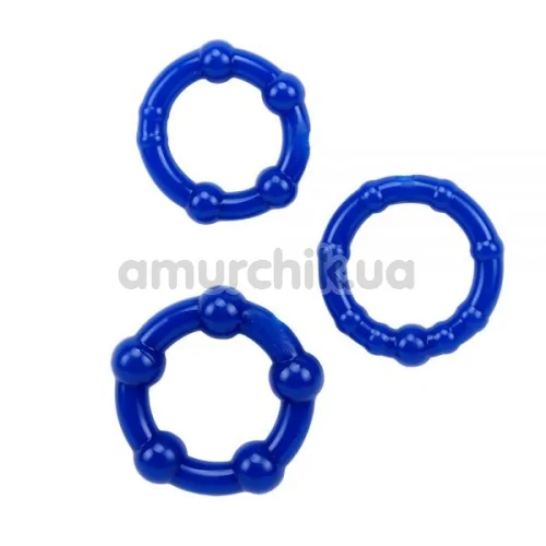 Набор из 3 эрекционных колец Get Lock Beaded Cockrings, синий - Фото №1