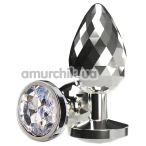 Анальна пробка з прозорим кристалом Anal Play Disco Diamond Plug Large, срібна - Фото №1