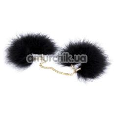 Наручники з чорним пір'ям DS Fetish Feather Handcuffs, золоті - Фото №1