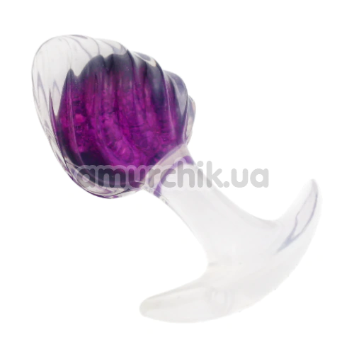 Анальна пробка Crystal Ribbed Butt Plug Large, фіолетова