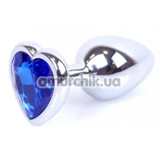 Анальная пробка с синим кристаллом Exclusivity Jewellery Silver Heart Plug, серебряная - Фото №1