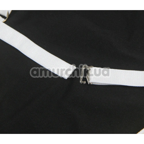 Костюм покоївки Star Night Sexy French Maid Lace Costume Set, чорно-білий: боді + спідниця + підв'язка на ногу + рукавички