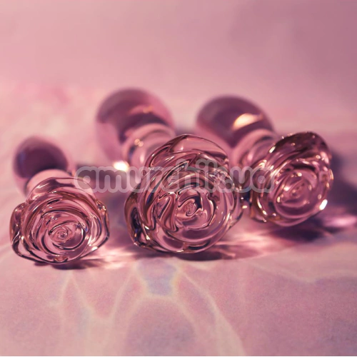 Набор анальных пробок Glaze Glass Rosebud Anal Training Set, розовый