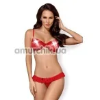 Комплект Obsessive 827-SET-3 красный: бюстгальтер + трусики-стринги  - Фото №1
