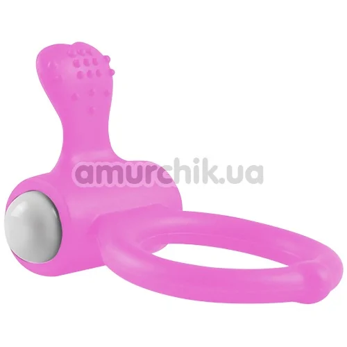 Виброкольцо Power Clit Cockring Heart, розовое