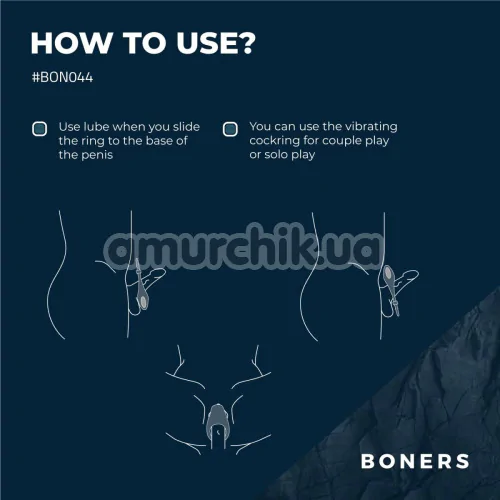 Віброкільце для члена Boners Adjustable Cock Ring, синє