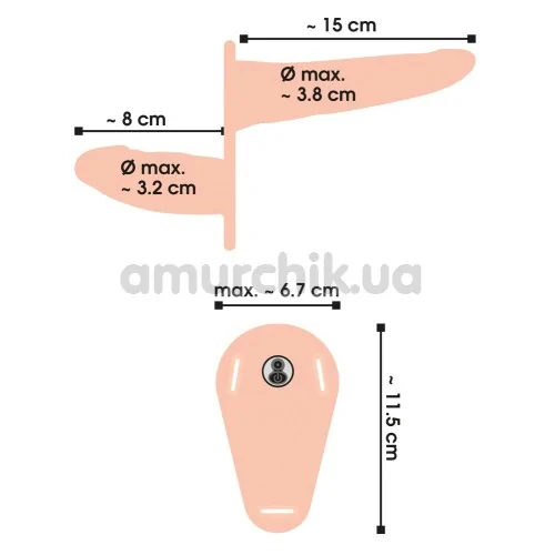 Подвійний страпон з вібрацією Vibrating Double Strap-On, тілесний