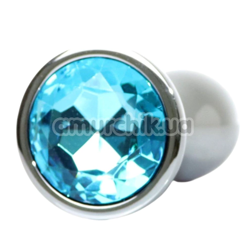 Анальная пробка с голубым кристаллом Exclusivity Jewellery Silver Straight Plug L, серебряная