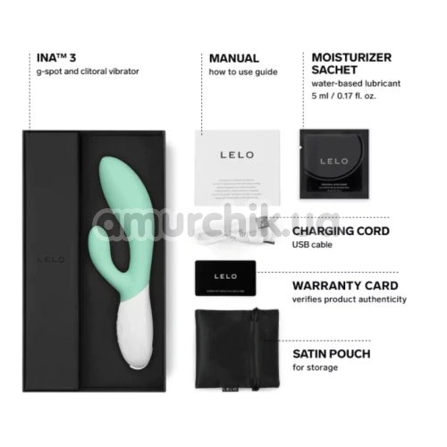 Вібратор Lelo Ina 3 Seaweed (Лело Іна 3), бірюзовий
