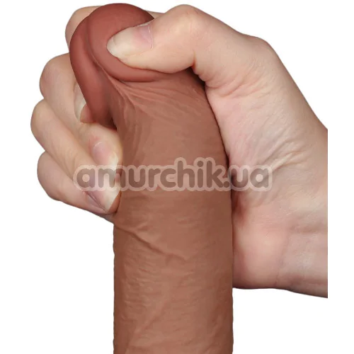 Фаллоимитатор Sliding-Skin Dual Layer Dong 7.5 с мошонкой, светло-коричневый