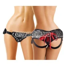 Трусики для страпона Sportsheets Platinum Lace Corsette Strap-On, черные - Фото №1