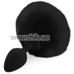 Анальна пробка з чорним хвостиком Art Of Sex Silicone Butt Plug Rabbit Tail M, чорна - Фото №1