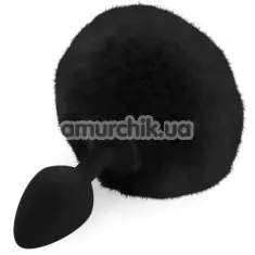 Анальна пробка з чорним хвостиком Art Of Sex Silicone Butt Plug Rabbit Tail M, чорна - Фото №1