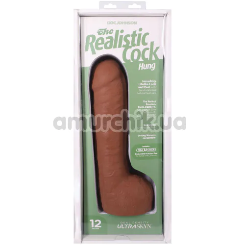 Фалоімітатор Doc Johnson The Realistic Cock Hung 12, світло-коричневий