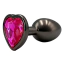 Анальна пробка з яскраво-рожевим кристалом Alume Metal Heart Plug S, чорна - Фото №4