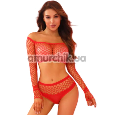 Комплект JSY Sexy Lingerie WW7004, красный: топ + трусики-стринги - Фото №1