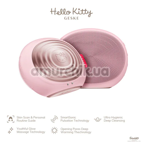 Ультразвукова щітка для обличчя Geske Sonic Thermo Facial Brush 5 in 1 - Hello Kitty, рожева