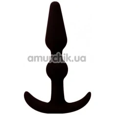 Анальная пробка Smiling Butt Plug с шариком прямая, черная - Фото №1