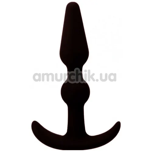 Анальная пробка Smiling Butt Plug с шариком прямая, черная - Фото №1