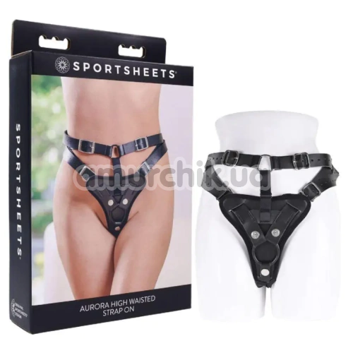 Трусики для страпона Sportsheets Aurora High Waisted Strap On, чорні