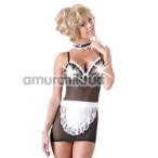Костюм официантки Cottelli Collection Costumes 2470527 чёрно-белый: мини-платье + фартук + чокер - Фото №1