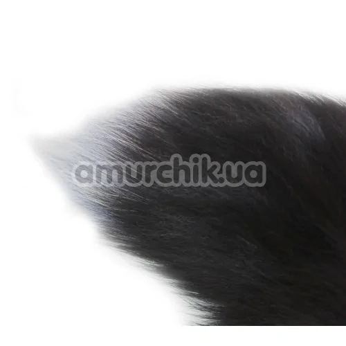 Анальна пробка з чорно-блакитним хвостом Horny Kitten, чорна